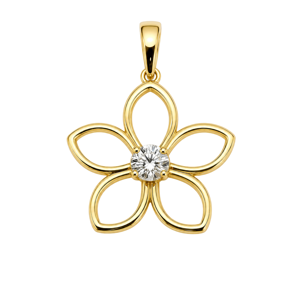 תליון פרח יסמין בזהב עם יהלום — JAS